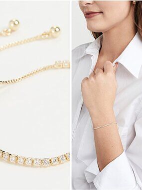 New Anthropologie Shashi Gold Diamond Tennis Bracelet